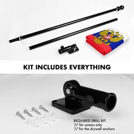 G128 Combo Pack: 6 Ft Aluminum Spinning Flagpole (Black) & Russia Russian Ensign Flag 3x5 Ft, LiteWeave Pro Series Printed 150D Polyester | Pole with Flag Included