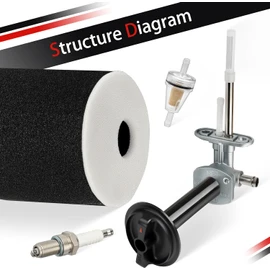 Carburetor Carb and Fuel Valve Petcock + Lever + Air Filter Foam + Intake Manifold For YAMAHA Grizzly 660 YFM660 2002-2008