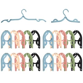 Travel Hangers, 20 pcs Folding Plastic Clothes Hanger, 5 Color Portable Plastic Clothes Coats Hangers, Multifunction Travel Accessories for Holiday Camping and Home Travel Outdoor Camping