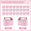 24 Pack Pink Plaid Paper Treat Boxes Gingham Party Decorations