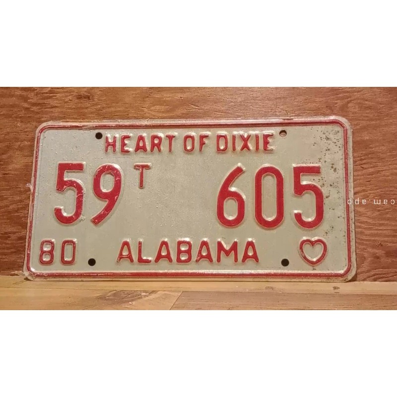 1980 ALABAMA License Plate Heart of Dixie antique vintage auto
