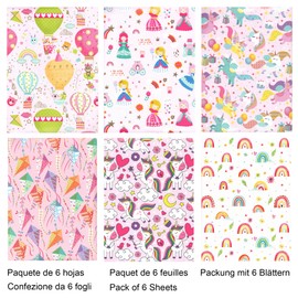 ARKRAFT Wrapping Paper Set 6 Sheets XXL Format 90 x 65 cm Packaging Plastic-Free FSC Paper (Children)