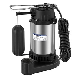 JUWO 1/2 HP Sump Pump Submersible with Vertical Float Switch, 4400 GPH, Stainless Steel Sump Pump for Basement, Heavy-duty Submersible water pump, 1-1/2" NPT Discharge