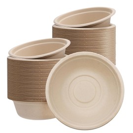 Disposable Small Paper Bowls Brown 12oz/340m Bagasse Compostable Bowls Eco-Friendly Biodegradable Bowls,100Pcs Party Bowls Sugarcane Bowl Dessert Soup Bowl Serving Bowls for Hot/Cold Food,BBQ Picnic