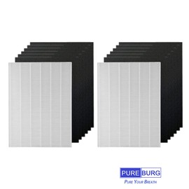 PUREBURG 2-Pack Replacement HEPA Air Filters and 12 Carbon Pre-Filters Compatible with Winix 115115 Filter A Size 21 Fits 5300 6300 5300-2 6300-2 P300 C535 5000b 5000 5500 Plasma Wave WAC5300 WAC5500 WAC6300 AM90