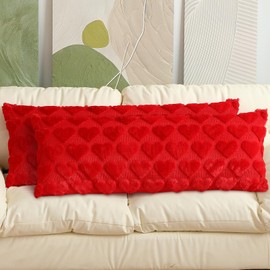 Mixweer 1 Pcs 14 x 36 Inch Mothers Day Long Pillows Covers, Gift for Mom Heart Love Throw Pillow Covers Decorative for Couch Sofa Home Bedroom Farmhouse (Red)