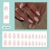 24Pcs Press on Nails Medium Short Almond French Tip with