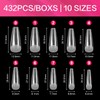 AIMEILI Pack of 432 Fake Nails Transparent 12 Sizes Artificial