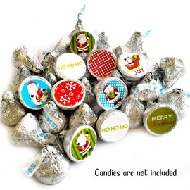 Santa Claus Labels for Hershey's Kisses Chocolates by Adore By Nat - Christmas Party Candy Stickers Favors - Set of 240