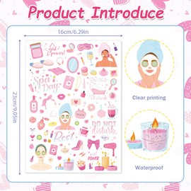 Papiailove 8 Sheets Spa Temporary Tattoos Stickers, Pink Tattoo Stickers for Adult Women Girls, Sleepover Themed Slumber Party Favors Birthday Supplies Decoration Gifts, Self Care Goodie Bag Favors