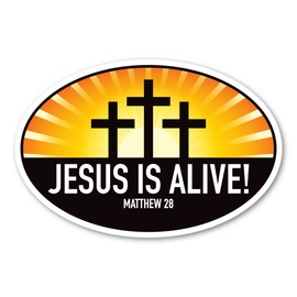 Jesus is Alive! Oval Sticker by Magnet America is 4" x 6" Made for Vehicles, Laptops, and Refrigerators