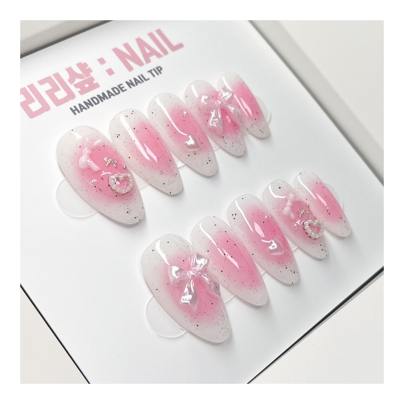 Pink Poten Handmade Nail Tips - Stelletto / 핑크포텐 수제네일팁