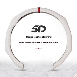 Napa Nappa Leather Centering Mark Steering Wheel Cover Quick Turn Non-Slip Breathable Ultra-Thin Universal Grip Cover Suitable for Four Seasons car accessories - Color: Napa White