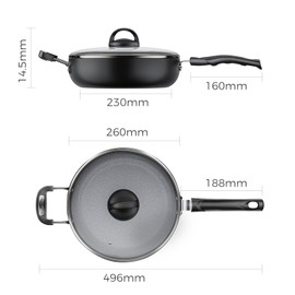 swiflon Non Stick Frying Pans,Deep Frying Pan with Heat-Resistant Glass Lid, Nonstick Skillets,Full Induction Bottom for Even Heating, Attached Ear Design, Cookware for All Stovetops,PFOA-free（10inch