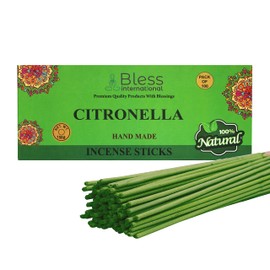 Bless-Citronella-Incense-Sticks 100%-Natural-Handmade-Hand-Dipped-Incense-Sticks Organic-Chemicals-Free For-Purification-Relaxation-Positivity-Yoga-Meditation The-Best-Woods-Scent (100 Sticks (150GM))