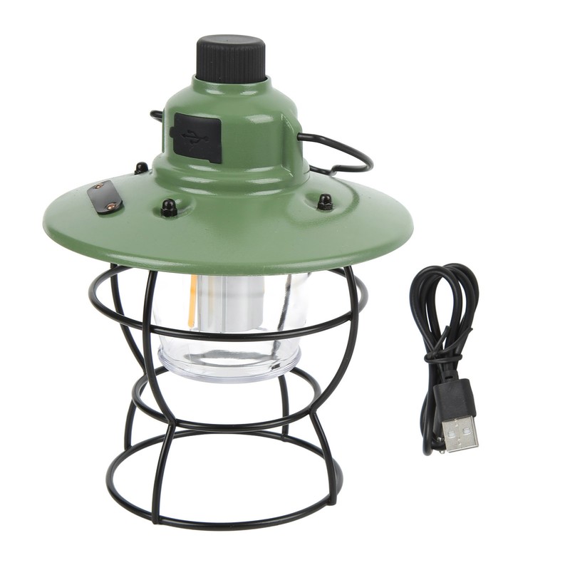 LED Camping Light Retro Style Rechargeable 3 Stepless Dimming Modes