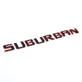 3pack OEM Suburban Nameplates Emblems ABS Letter 3D Badges Compatible with Suburban Glossy Shiny (Redline)