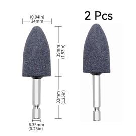2 Pcs Hexagonal Handle Brown Corundum Grinding Stone,Conical Small Grinding Wheel Head Mounted Points,Sanding Drill Bit Grinding Attachment,Polishing Tool for Polishing Deburring Carving