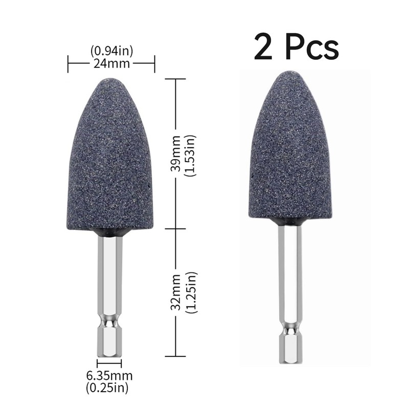 2 Pcs Hexagonal Handle Brown Corundum Grinding Stone,Conical Small Grinding