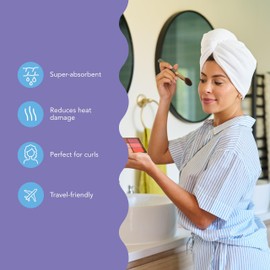 Turbie Twist 2-Pack Microfiber Hair Towel for Beauty, Travel, Gifting - Hair Wrap Turban for Straight, Wavy & Curly Hair - Premium Hair Care - Dark Purple & Light Purple