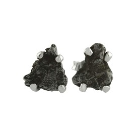 Starborn Stud Earrings 925 Sterling Silver Raw Gemstone, Sterling Silver, Moldavite