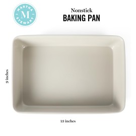 Martha Stewart Gallen 13 x 9 Inch Rectangular Nonstick Carbon Steel Cake/Baking Pan- Cool Grey