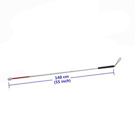 White Cane, Aluminum Mobility Folding Cane for the Blind (Folds Down 5 Sections) ,140 cm (55 inch)