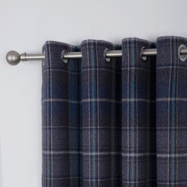 always4u 100% Blackout Woolen Look Plaid Curtains Modern Window Panels Navy Blue Checkered Tartan Curtains for Living Room Bedroom 2 Panels Navy Blue 45 * 95 Inches
