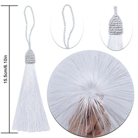 Silky Bookmark Tassels DIY Craft: 20pcs Small Handmade Pendant for Projects Supply, Sewing, Key, Garlands Trim, Keychains, Bags, Earrings Jewellery Making and Home Furniture Decor (White)