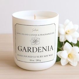 SaiLeiSie long Island Candle & Fragrance Co Gardenia Natural Soy Wax Candle | Hand-Poured 10 oz Floral Scent | New