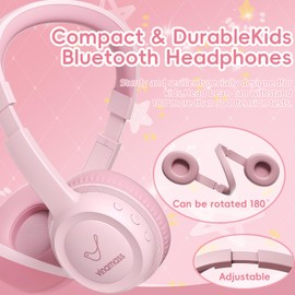 vinamass Kids Bluetooth Headphones,Kids Headphones Wireless with 85dB Volume Limiter, 30H Playtime, Adjustable Headband,Over-Ear Headphone for Kid School Online Class Travel