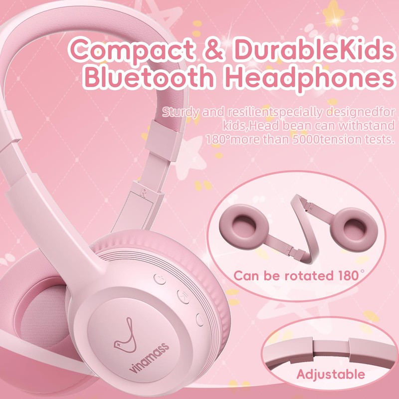 vinamass Kids Bluetooth Headphones,Kids Headphones Wireless with 85dB Volume Limiter,