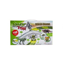 Amewi 100652 Magic Traxx Dino Park with Bridge Mini Set 108 Pieces Multi-Coloured