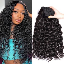 16 18 20 Inch Water Wave Human Hair Bundles 12A 100% Unprocessed Wet And Wavy Curly Bundles Human Hair 100% Unprocessed Curly Weave Bundle Natural Color