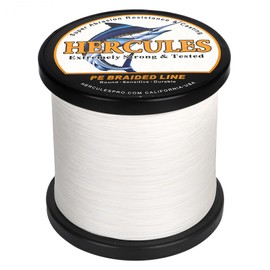 Hercules PE 8-Strand Braided Fishing Line, High Sensitivity, Durable, No Stretch, Anti-Degradation, White, No. 1.5, 109.4 yds (100 m), 20 lbs (9.1 kg), Φ 0.008 in. (0.20 mm)