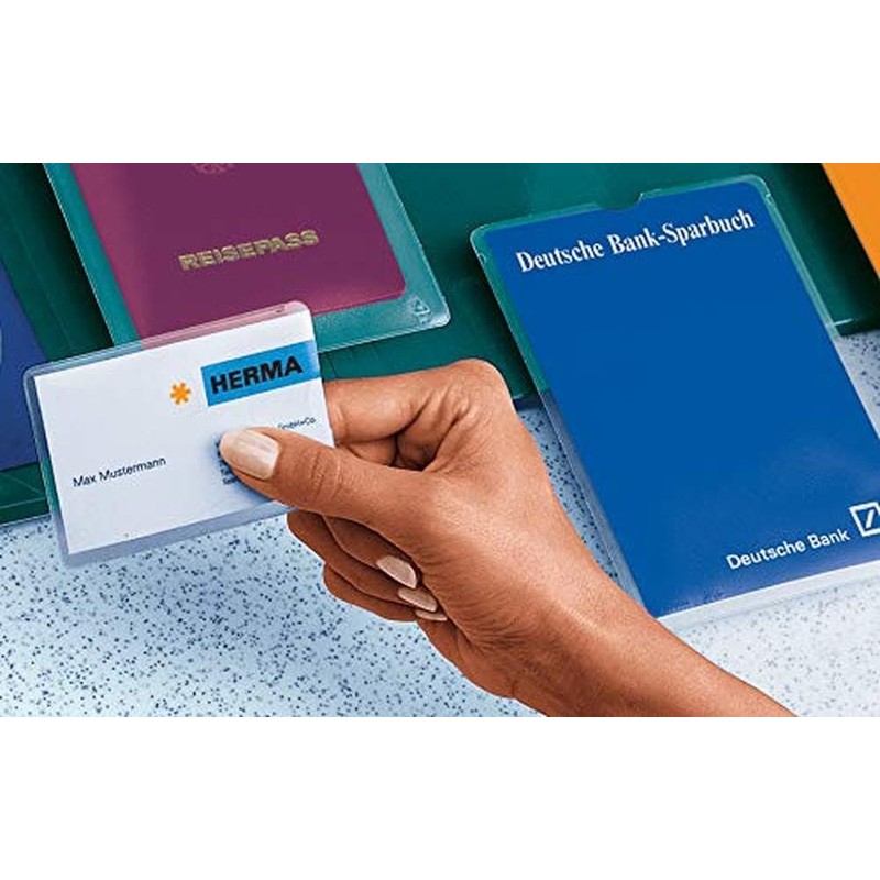 HERMA 5010 Transparent ID Cover, 25 Card Sleeves, ID Holder