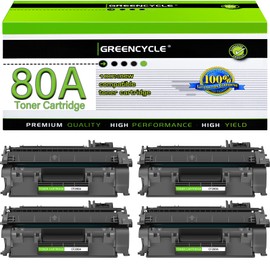greencycle Compatible Toner Cartridge Replacement for HP 80A CF280A Work with Laser Jet Pro 400 M401 M401a M401d M401n M401dn M401dne MFP M425dn MFP M425dw Printer (Black, 4-Pack)
