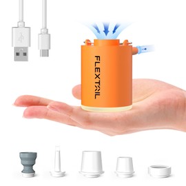 FLEXTAILGEAR Mini Pump 2024, 4kPa Elektrische Luftpumpe für Luftmatratze zum Aufpumpen u. Absaugen, Aufladbare Camping Pumpe für Luftbett u. Schwimmring