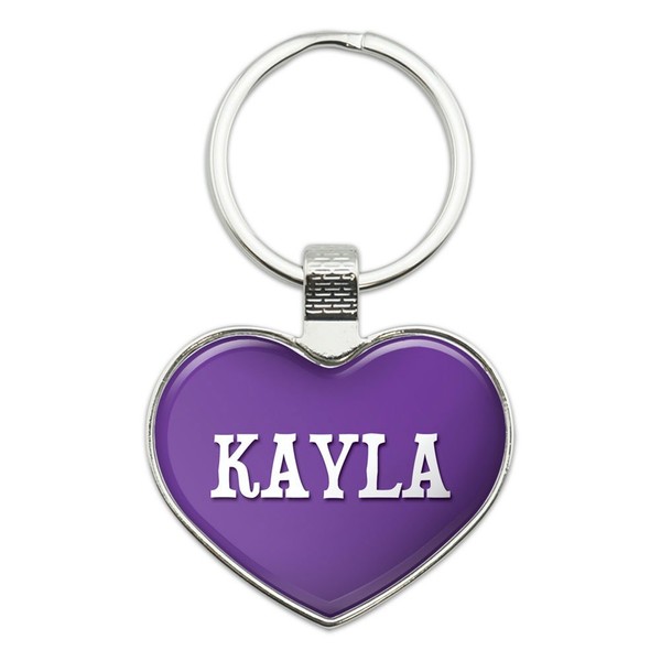 Metal Keychain Key Chain Ring Purple I Love Heart Name