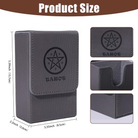 GLOBLELAND Gray Tarot Card Case 5.39x3.35 Inch Fold Top Tarot Cards Holder Imitation Leather Tarot Card Box for Standard Size Tarot Cards (3.03x1.67 inch)