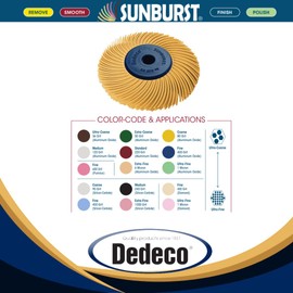 Dedeco Sunburst Radial Bristle Discs - 2"(50mm) Dia, TC Bristle, 3-Ply, 1/4”(6mm) Arbor, Cleaning Buffer Polisher Rotary Tool Accessories, Extra-Fine 6 Micron Grit, Aluminum Oxide - 1 Pack
