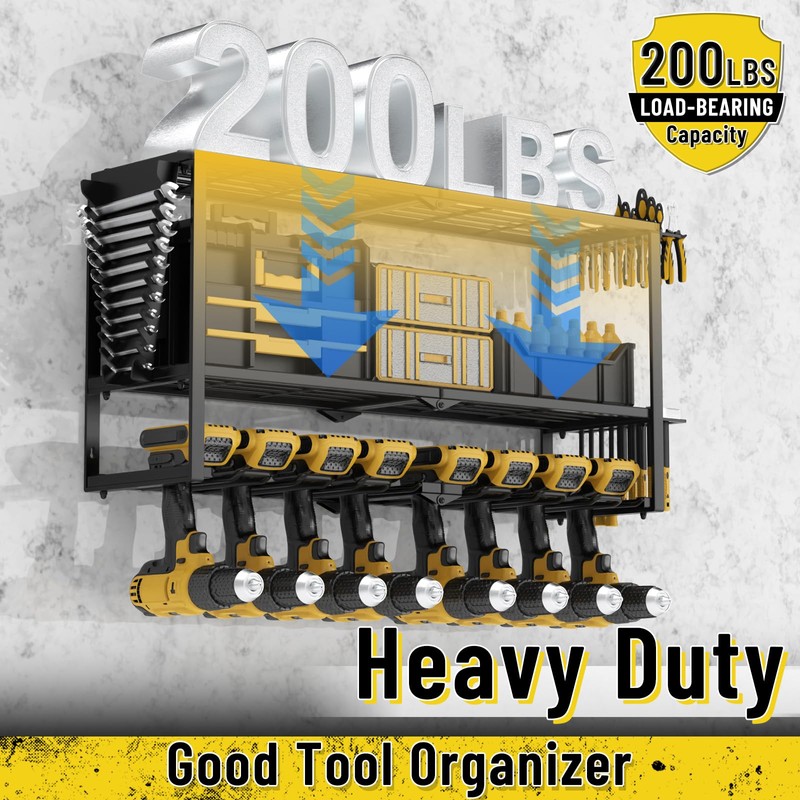 jsyonii Power Tool Organizer Wall Mount, Heavy Duty 8 Drill