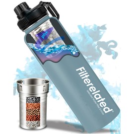 Alkaline Water Bottle Sports Water Bottle Stainless Steel Portable Alkaline Filter Water Bottle Travel Home Water Bottle,PH 9+ Water for health, 800 ml (Grey)