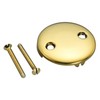 2 Hole Bathtub Overflow Plate, 3-3/16 Inches Diameter, Polished Brass