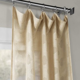 HPD Half Price Drapes Patterned Faux Linen Sheer Curtains for Living Room 50 X 84 (1 Panel), SHCH-11701A-84, Calais Tile Beige