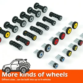 BroTex 118PCS Wheels and Axles Sets for Building Blocks, Tires & Wheels Car Parts Accessories, Replacement Parts and Pieces Compatible with Major Brand Bricks Education Vehicles Toys