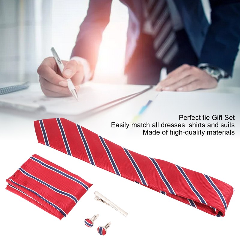 Mens Tie Classic Striped Polyester Yarn Easy Match Guarantees Durability