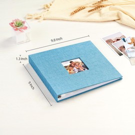 Mublalbum 8x8 Inch DIY Scrapbook Photo Album with 20 Plastic Sleeves 40 Pages Linen Cover 3 Ring Folder Binder for Wedding Baby Family and DIY Projects (Blue)