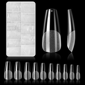 Makartt Gel X Nails Kit 500Pcs Soft Gel Full Cover Nail Tips, Medium Coffin Clear Fake Nail Tips Bundle with UV Nail Glue 15ML 3 in 2 Base Coat SLip solution Nail Glue for Acrylic nails