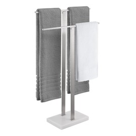 KES Standing Towel Racks for Bathroom 2-Tier, Floor Towel Rack Stand with Heavy Marble Base, Upgrade Steady Freestanding Design, Pro-Grade 18/8 Stainless Steel Brushed Finish, BTH217-2